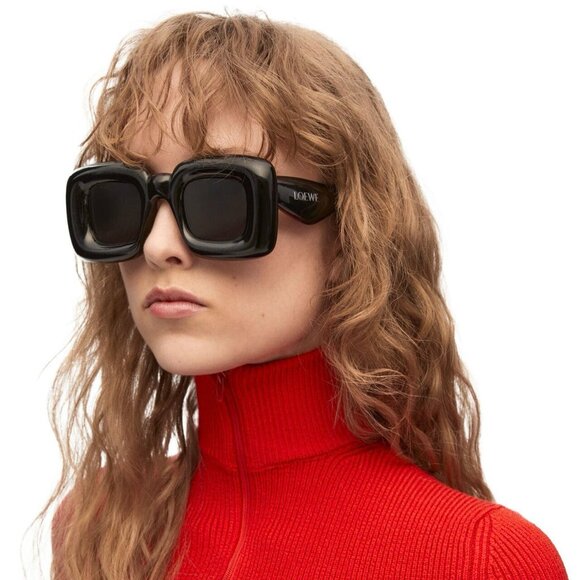 NEW LOEWE SQUARE SUNGLASSES LW40098I 01A BLACK GREY LOEWE WOMEN EYEWEAR main image 9
